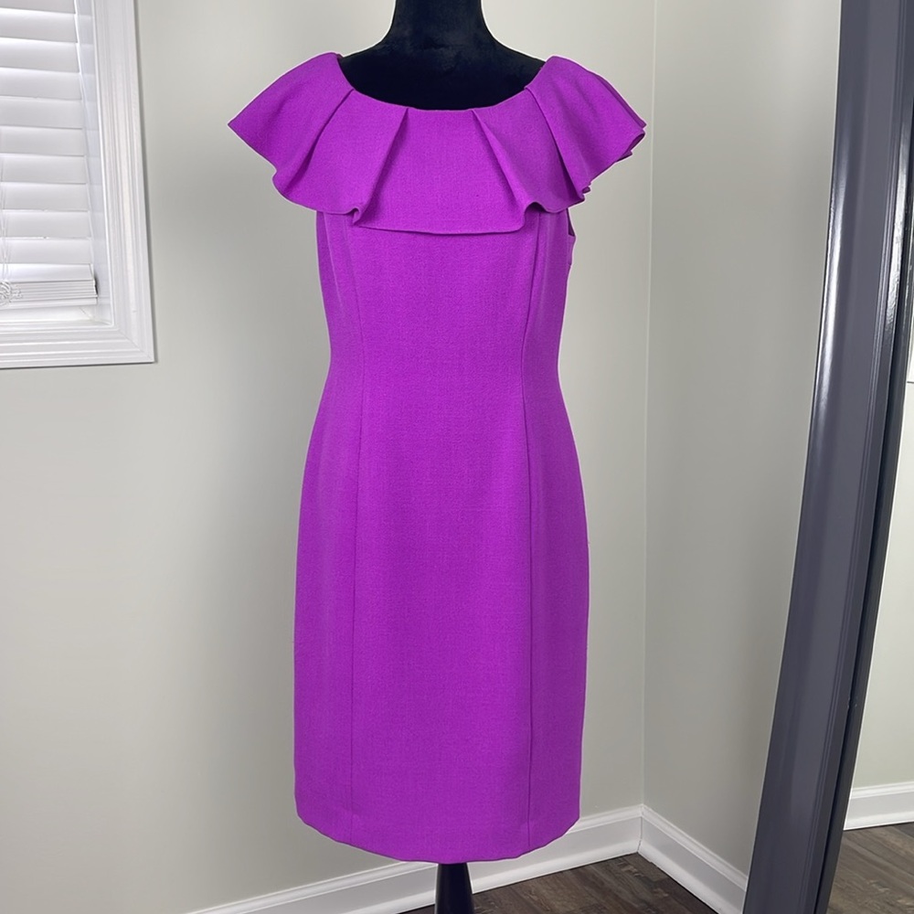 Antonio Melani Elegant Purple Off-Shoulder Dress Ladies Size 8